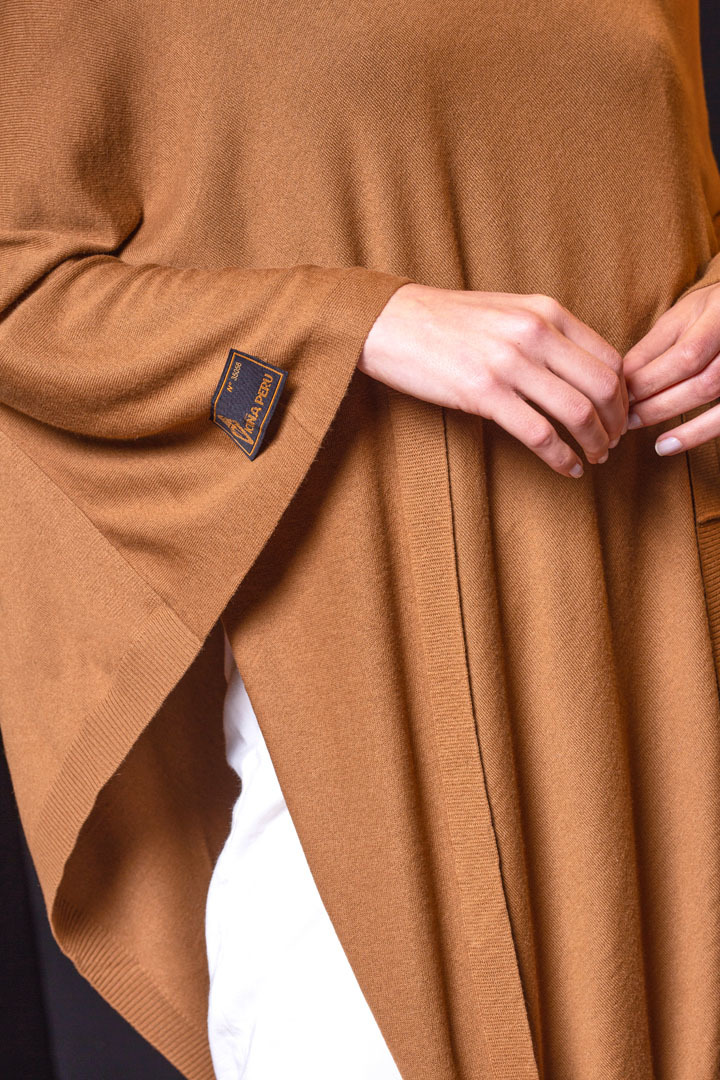 NEW - BERYL 100% VICUNA PONCHO - CAMEL - 3