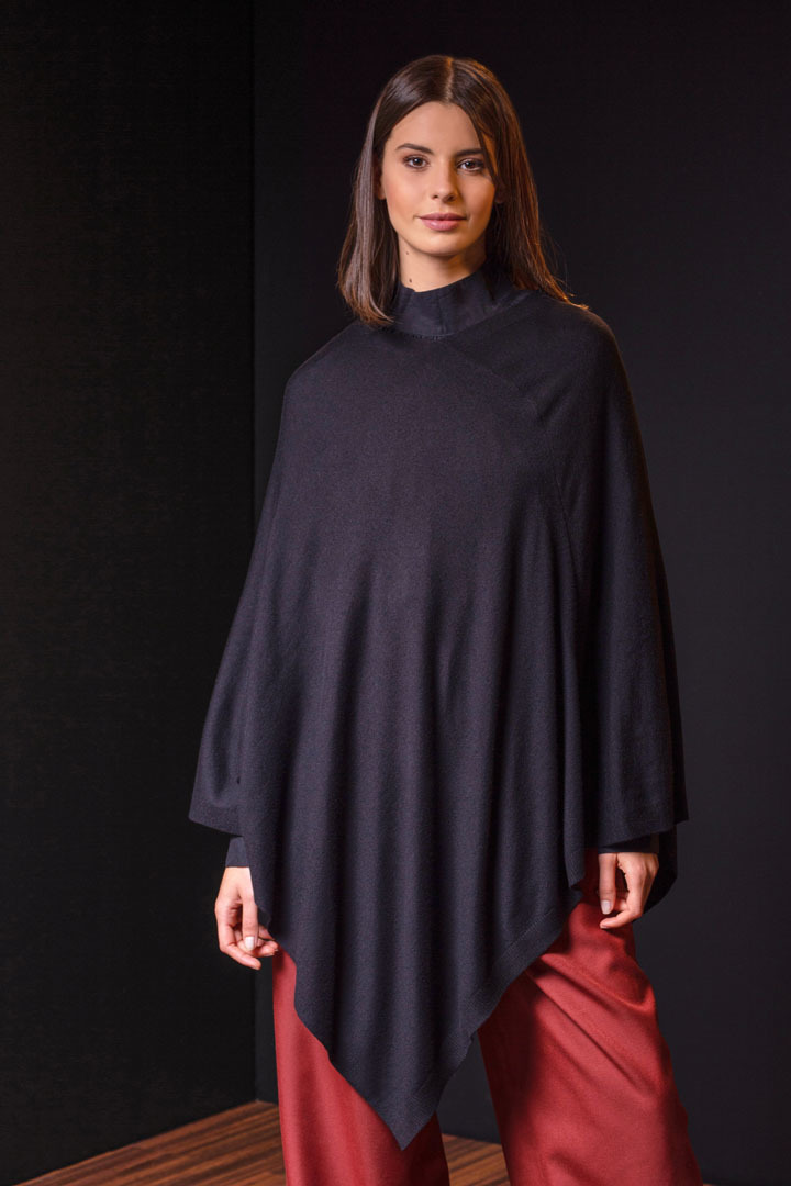 NEW - BERYL 100% VICUNA PONCHO - BLACK - 1