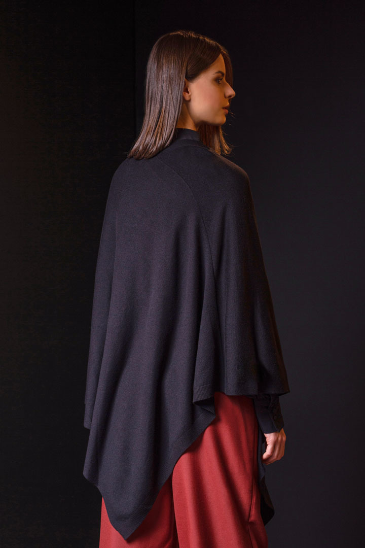 NEW - BERYL 100% VICUNA PONCHO - BLACK - 2