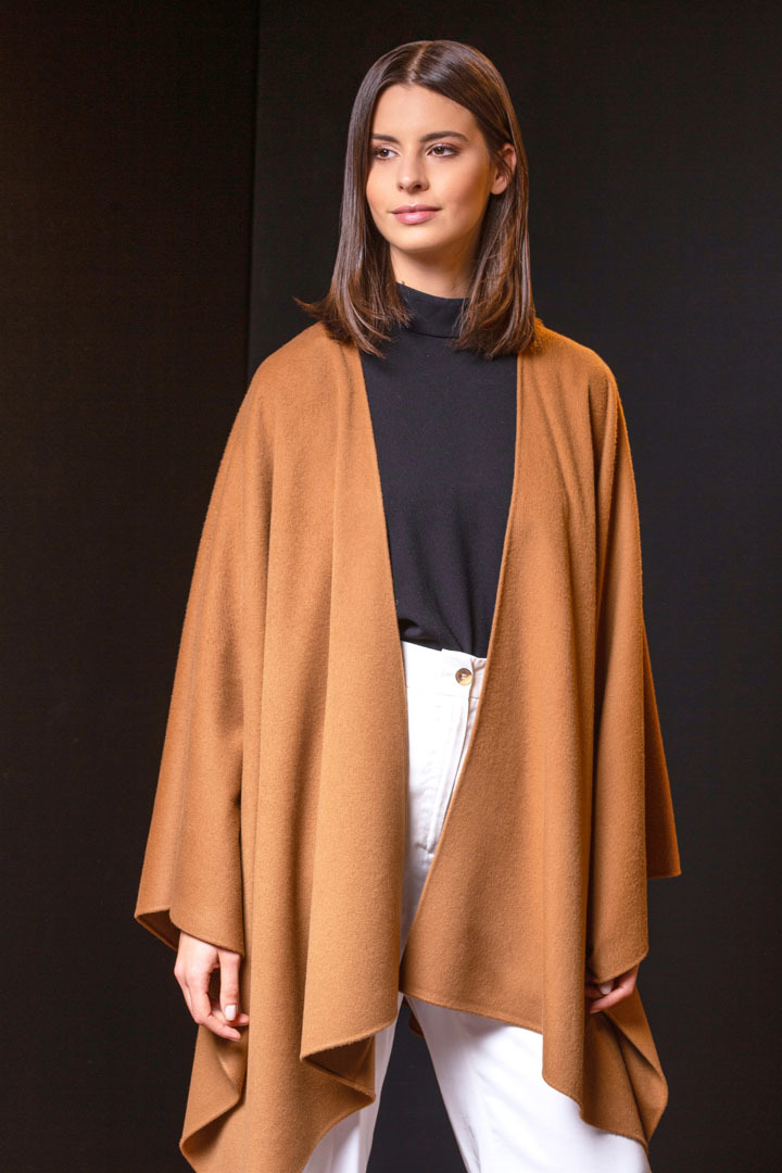 NEW - BETTY 100% VICUNA CAPE - CAMEL - 1