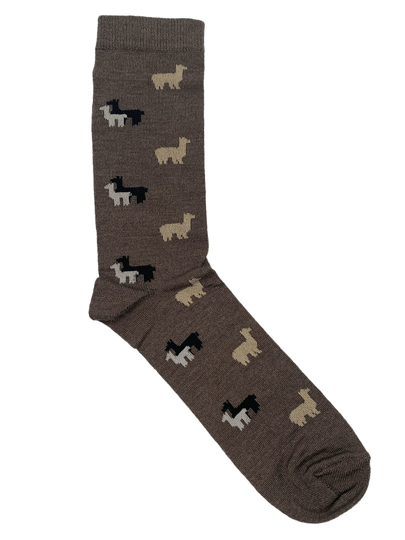 Alpaca & Silk Dress Socks - Brown Alpaca - 2
