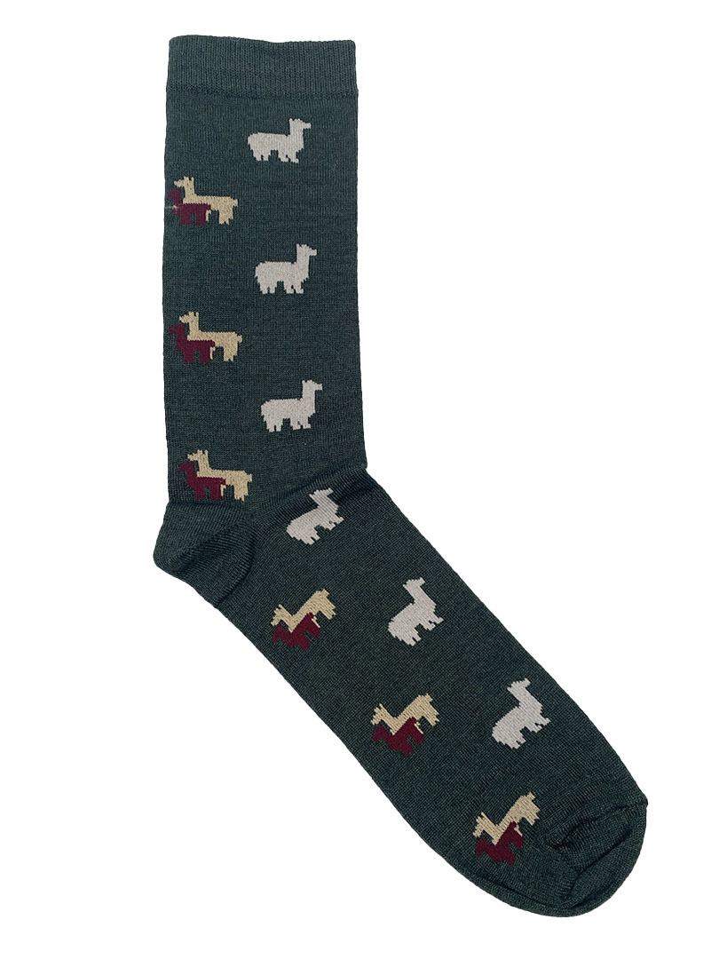 Alpaca & Silk Dress Socks - Green Alpaca - 2