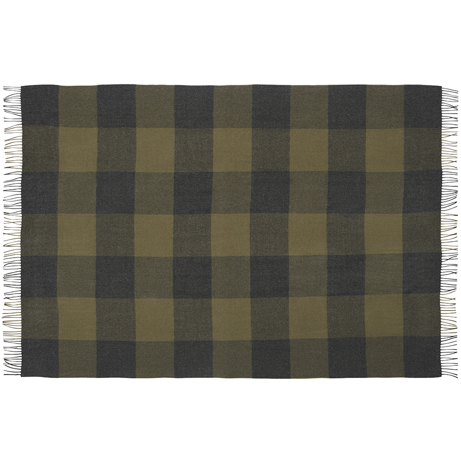 100% Baby Alpaca Santa Fe Throw - Dark Grey/Umber Check - 2