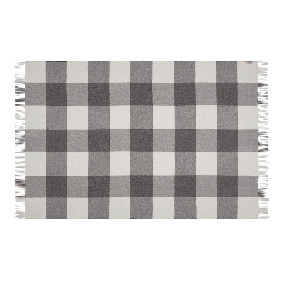 100% Baby Alpaca Santa Fe Throw - Medium Grey Check - 2