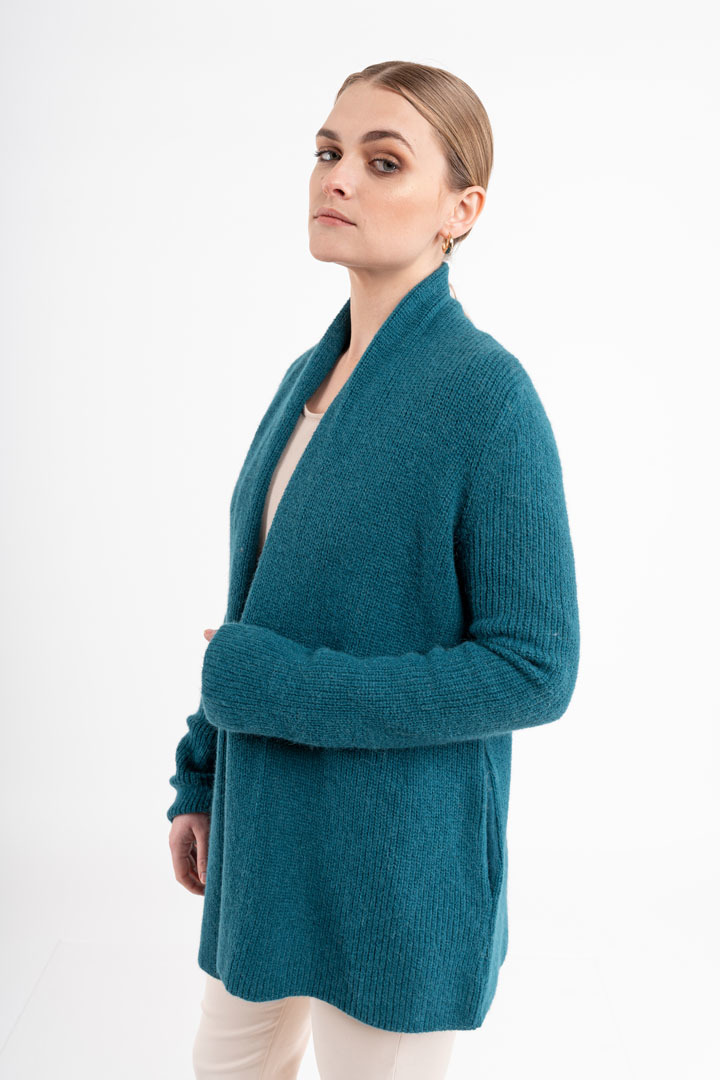 Classic Short Swing Cardigan - Turquoise - 2