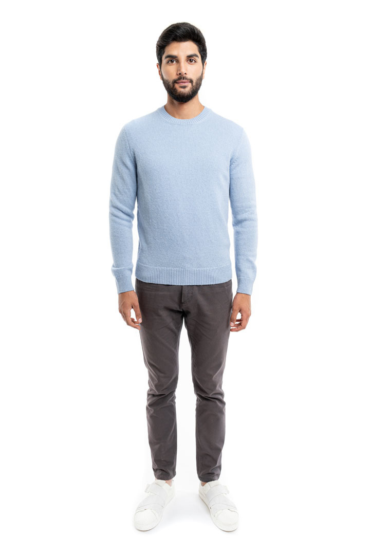 Classic Round Neck Sweater - Sky Blue - 2
