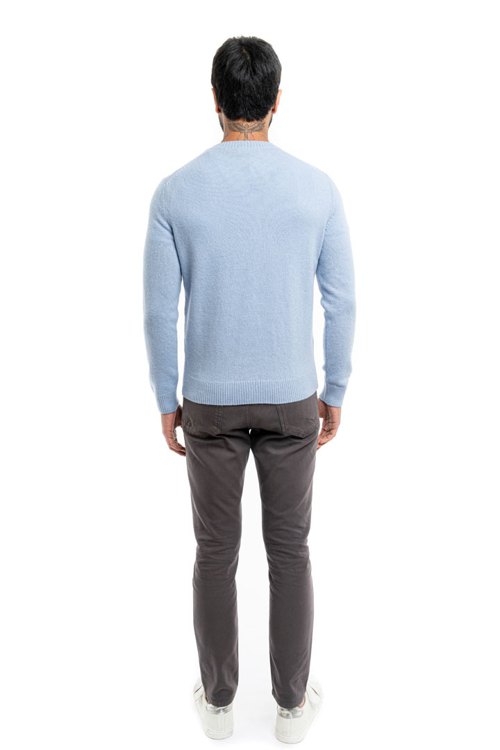 Classic Round Neck Sweater - Sky Blue - 3