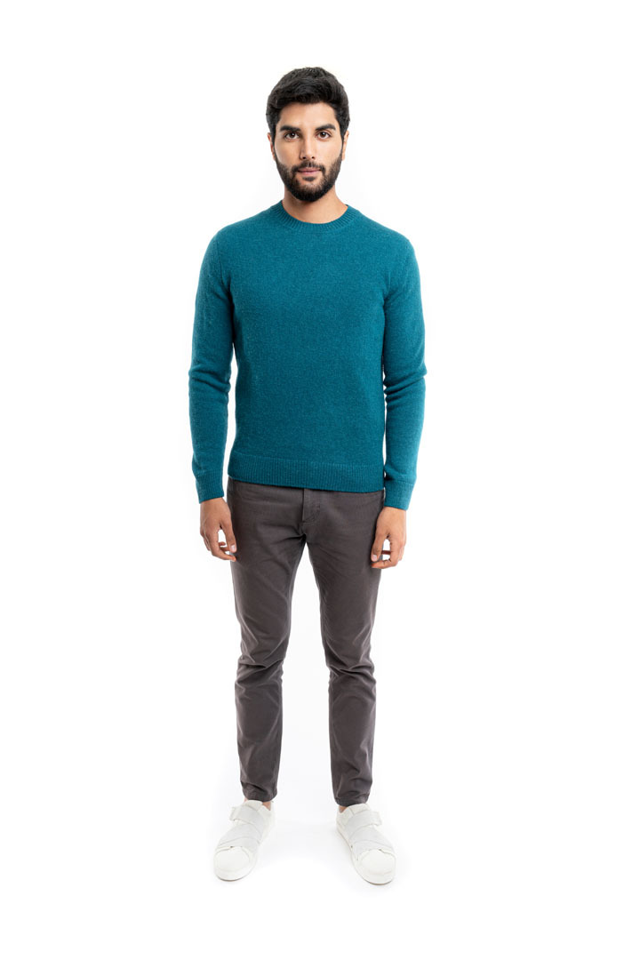 Classic Round Neck Sweater - Turquoise - 2