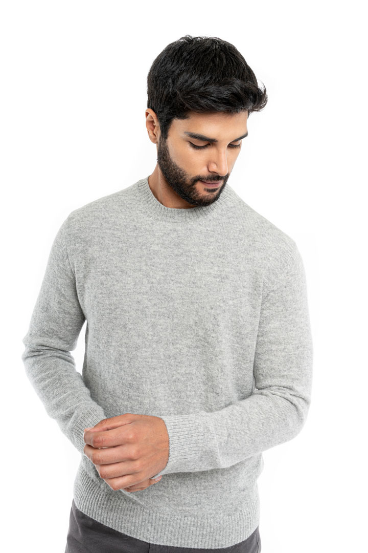 Classic Round Neck Sweater - Grey - 2