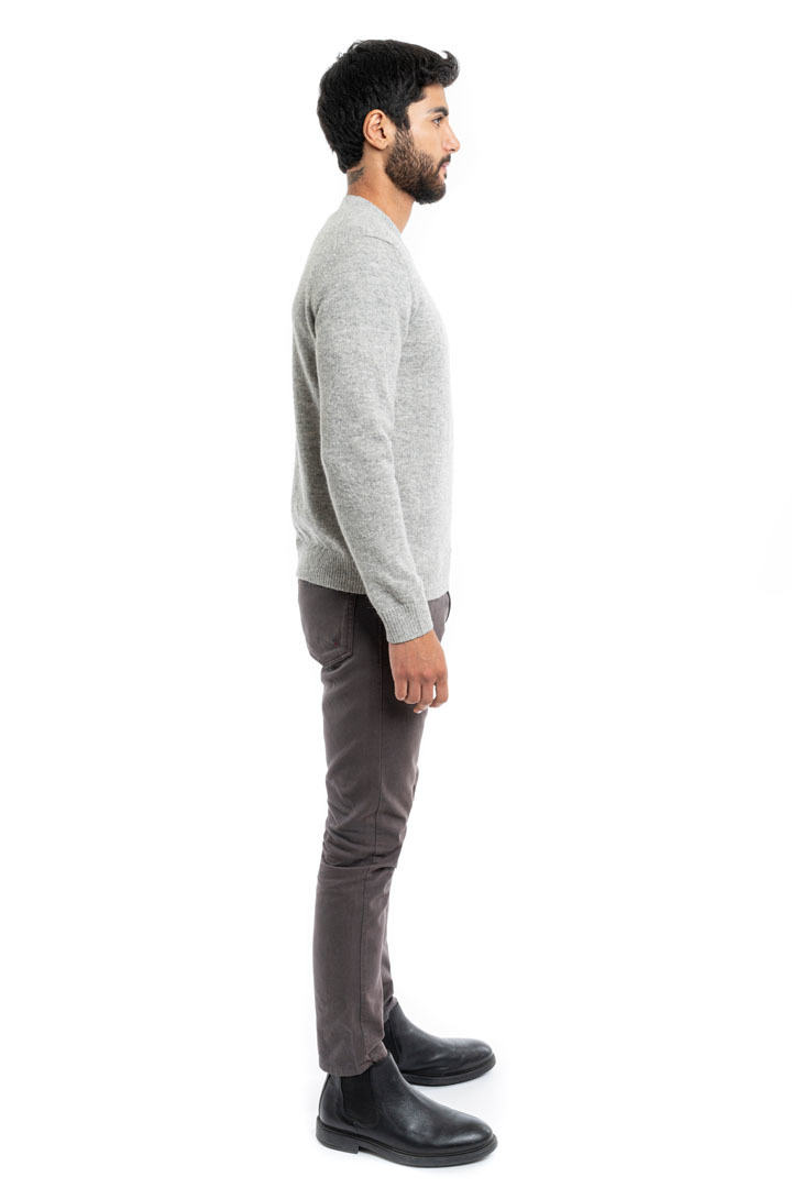 Classic Round Neck Sweater - Grey - 3