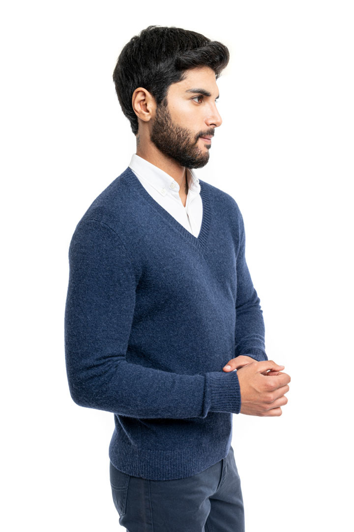 Classic V Neck Sweater - Blue - 2