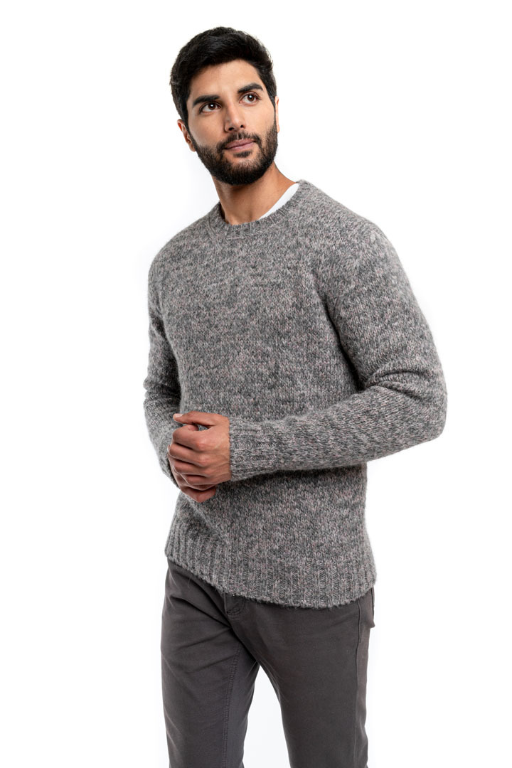 Rustic Crew Neck Sweater - Dark Grey/Lighty Grey - 2