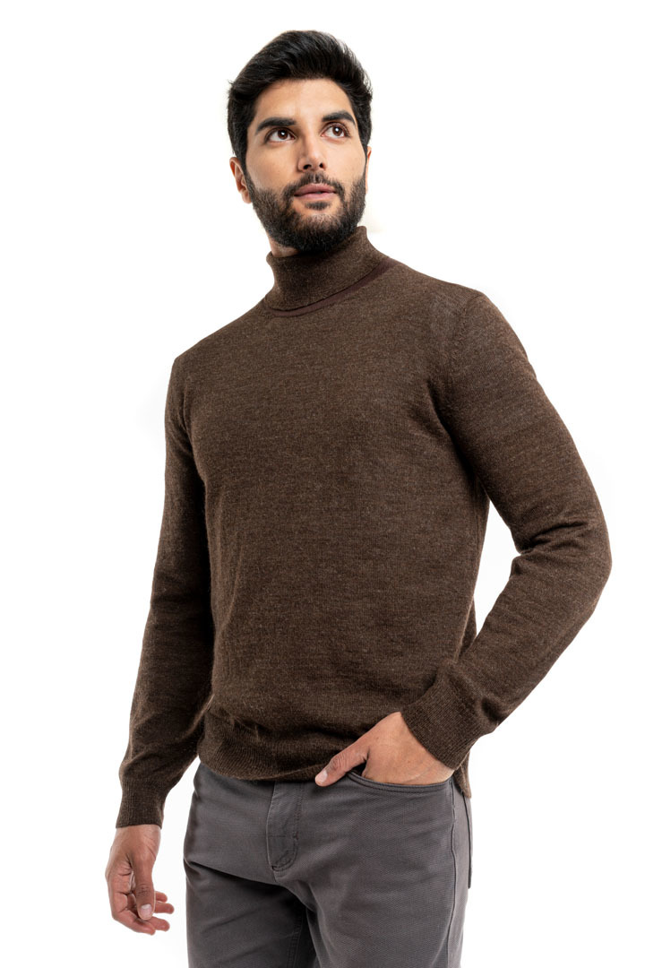 Classic Turtle Neck Sweater - Brown - 2