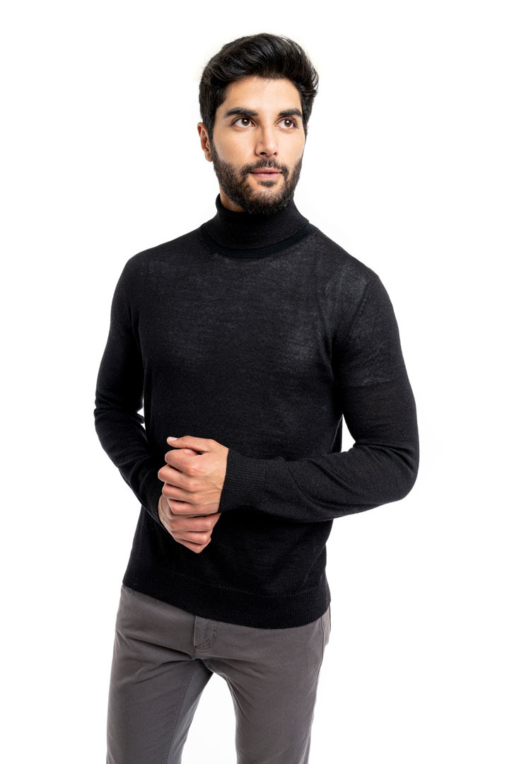 Classic Turtle Neck Sweater - Black - 2