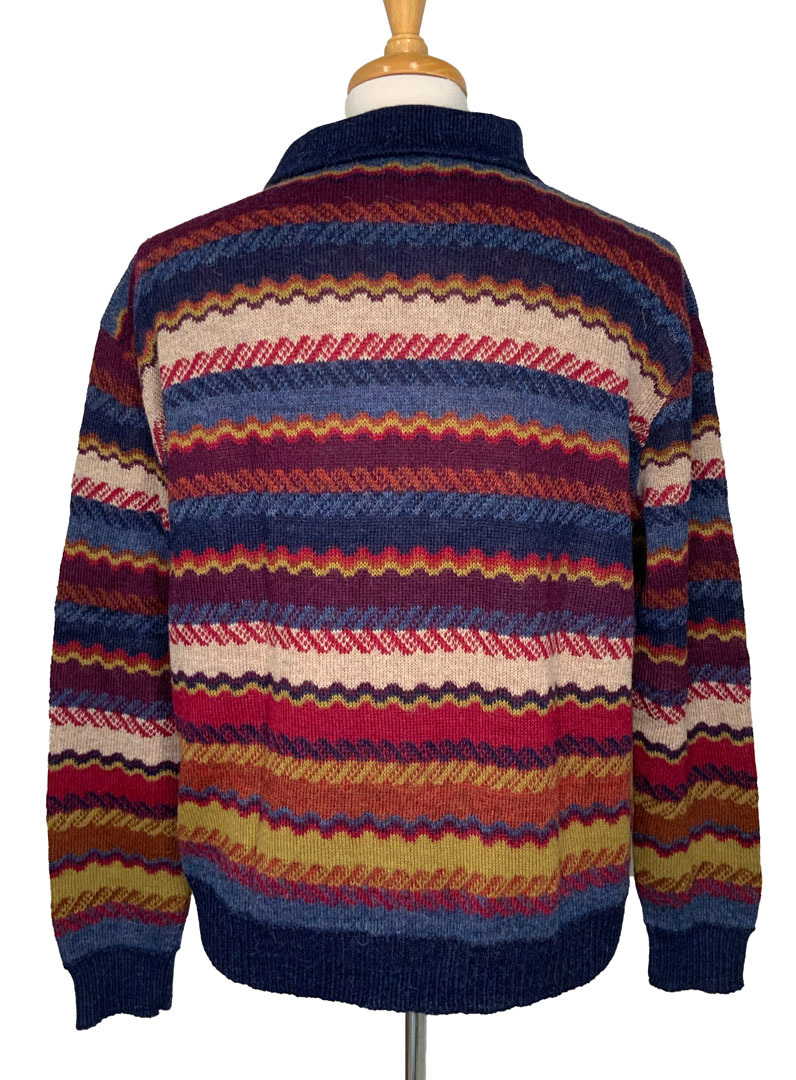 100% Alpaca Striped Zip Collar Sweater - Julian - 2