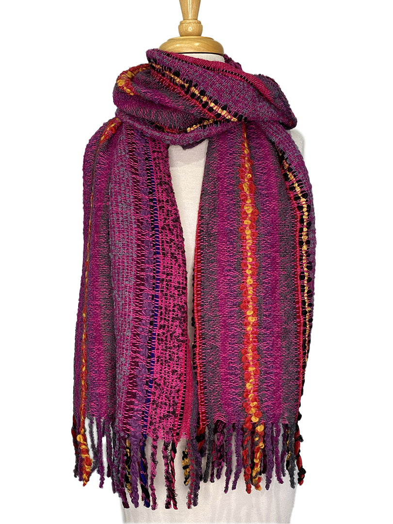 Textured Cristina Shawl - Pink Multi - 2