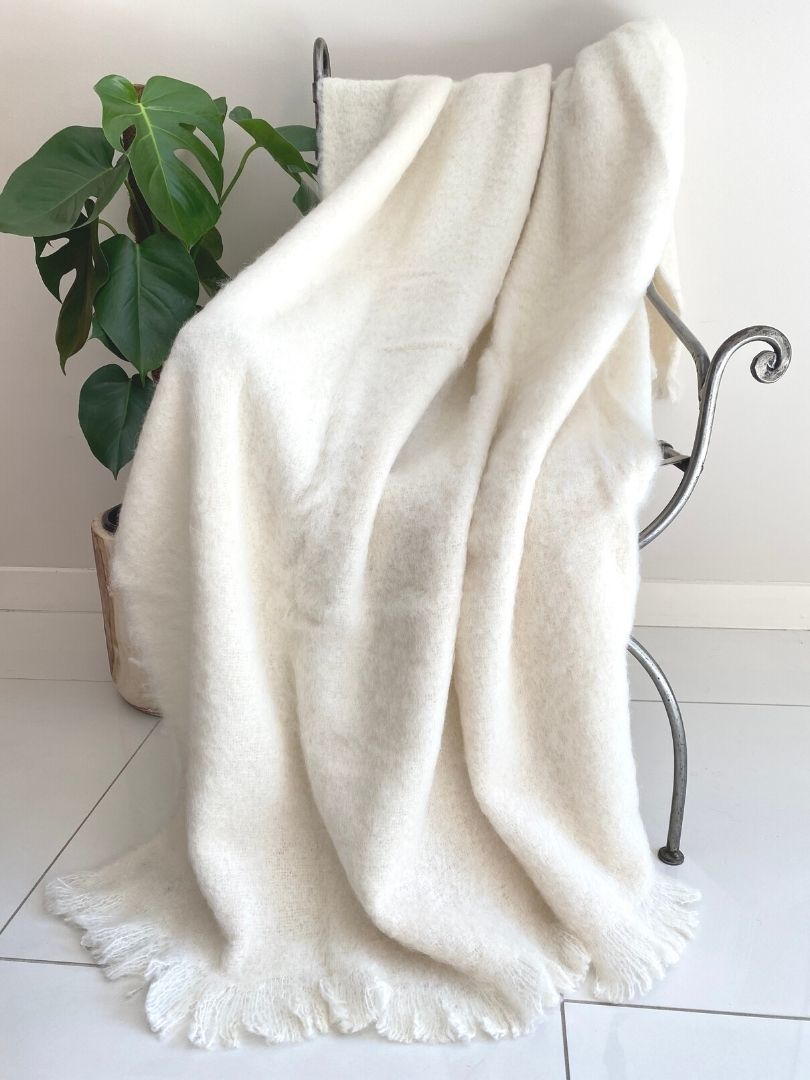 Natural Alpaca Brushed Throw  Cream - 1