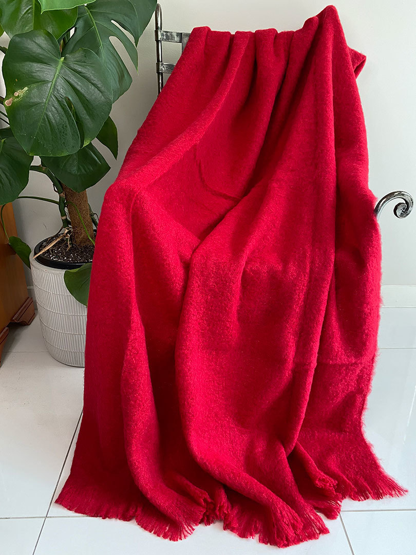 Alpaca Brushed Throw  Ruby - 1