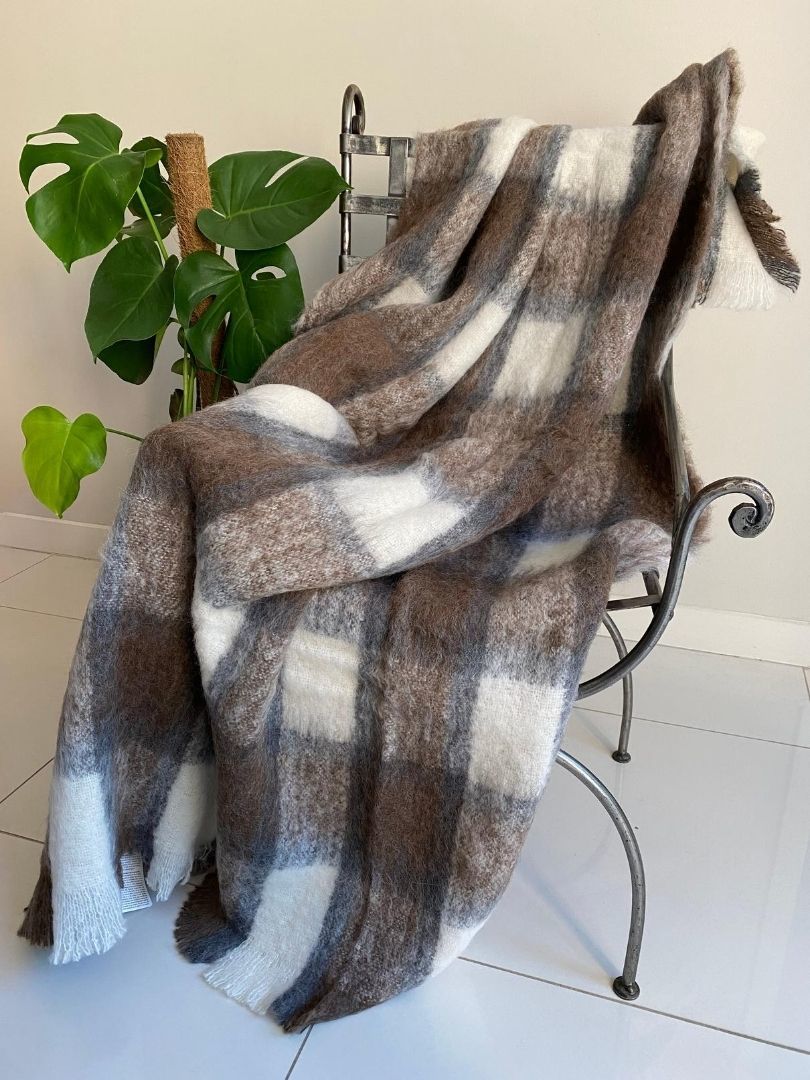 Natural Alpaca Brushed Throw - Plateau - 1