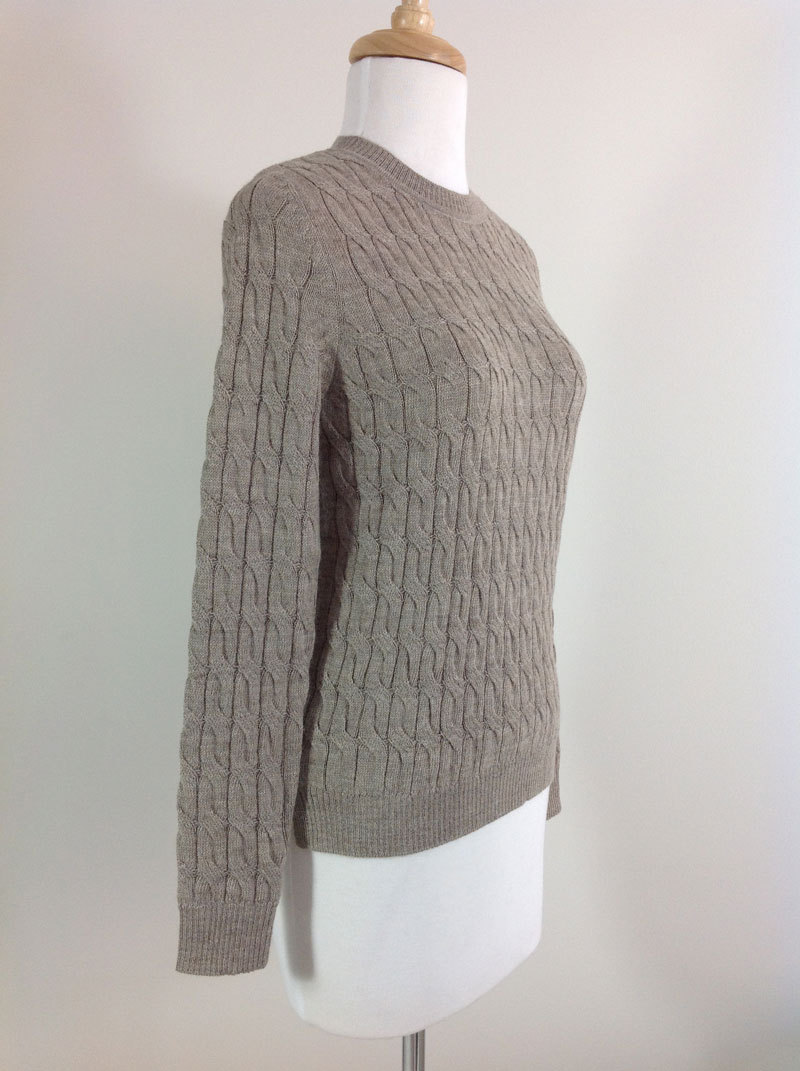 Classic Crew Neck Cable Sweater - Polvo - 2