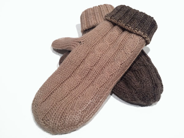 Reversible Mittens Camel & Rose Grey - Small - 1