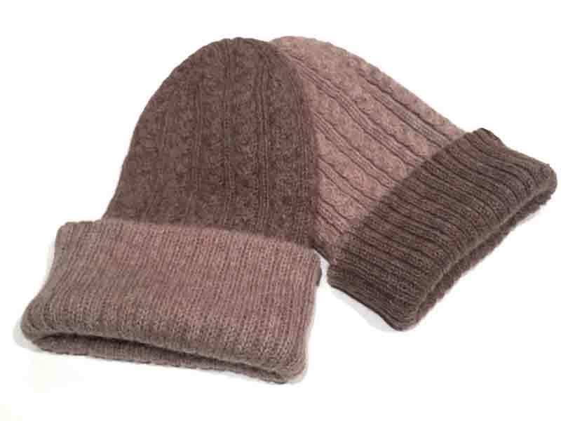 Reversible Hand Knit Alpaca Beanie - Polvo/Rose Grey - 2