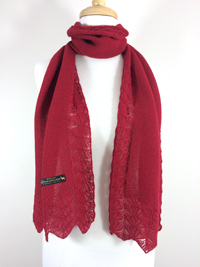 Lace Edge Scarf - Cherry - 1