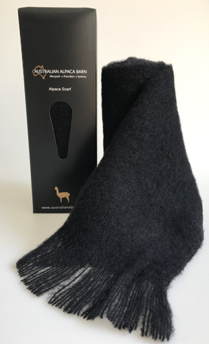 Brushed Baby Alpaca Scarf - Black - 1