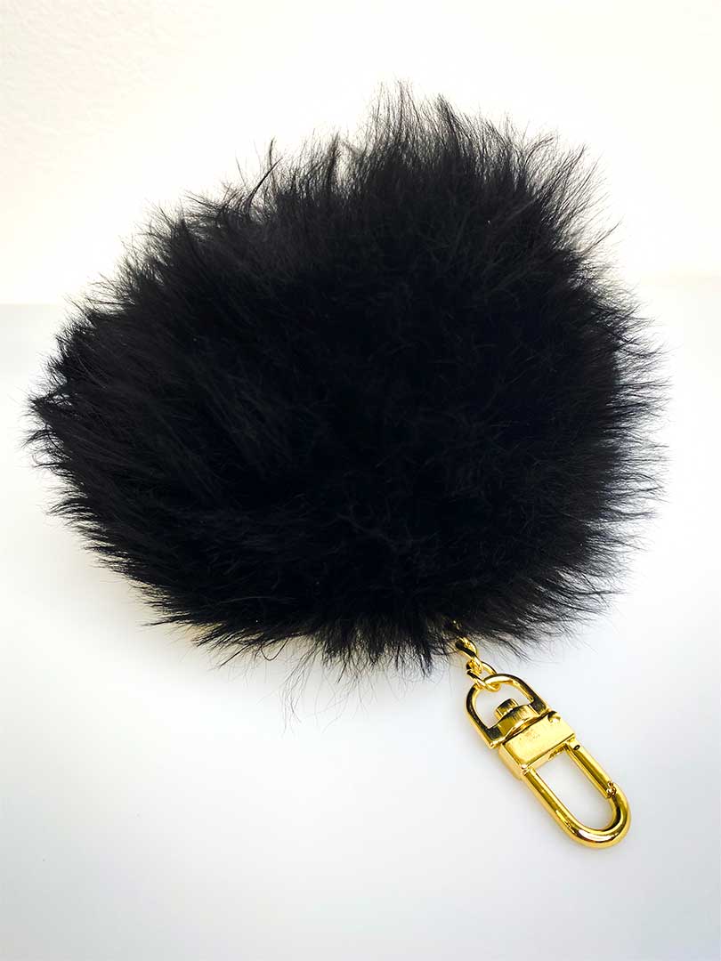 Alpaca Fur Pompom Keyholder - Black -1