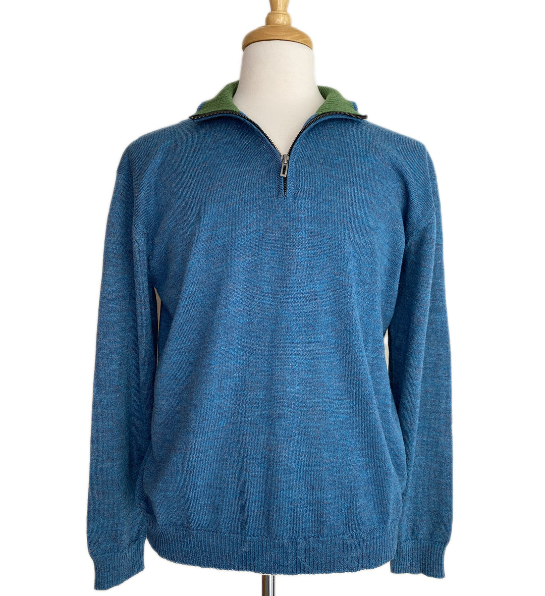 Brent Half Zip Sweater - Blue/Green -1