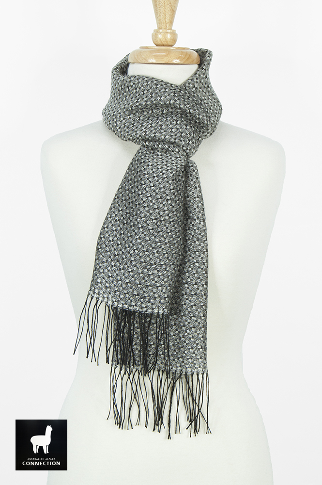 Alpaca & Silk Jackie Scarf - Black/White - 1