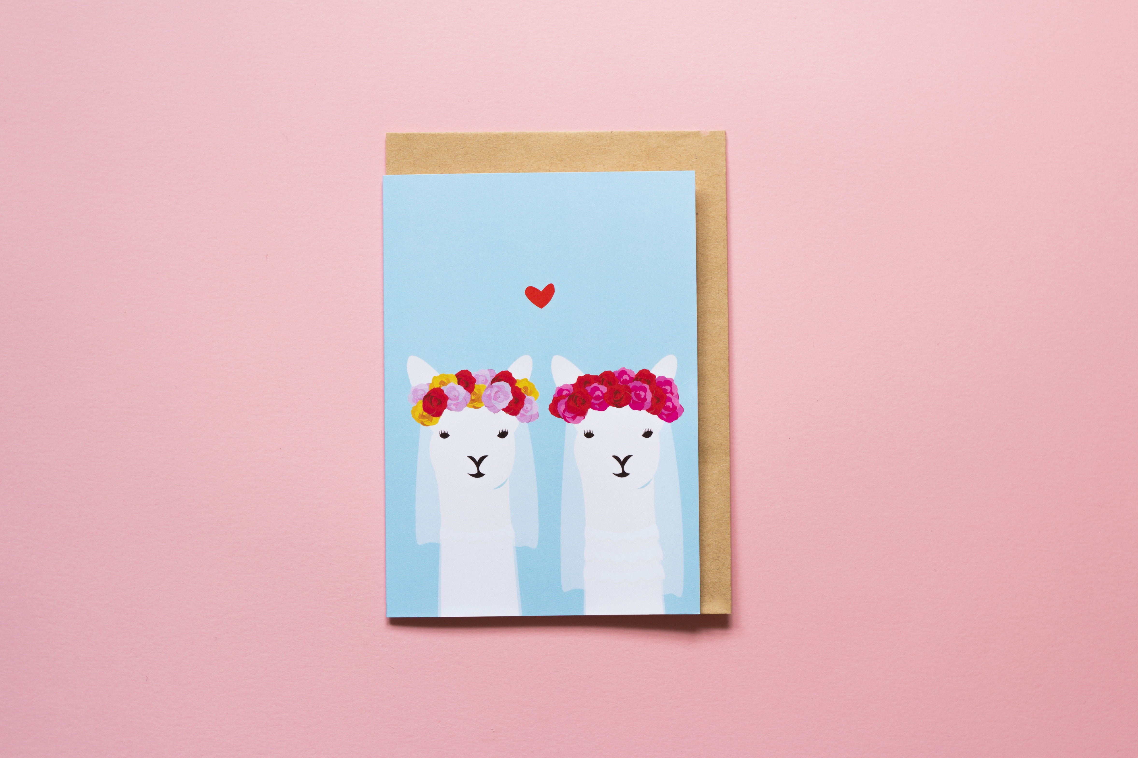 Mrs & Mrs Llama Greeting Card - 1