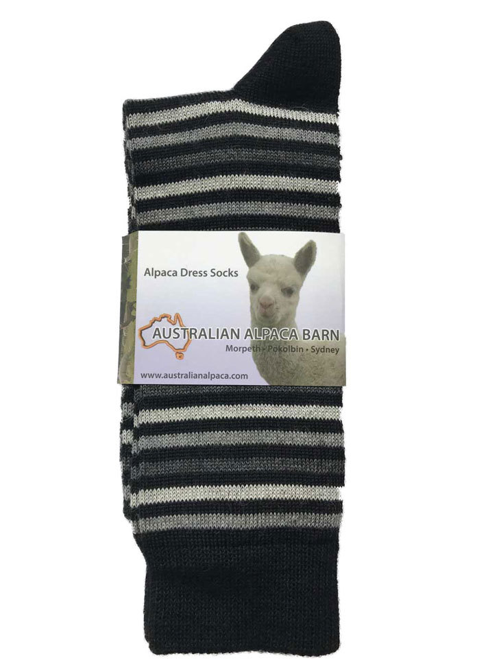 Alpaca Dress Sock - Black Stripe - 1
