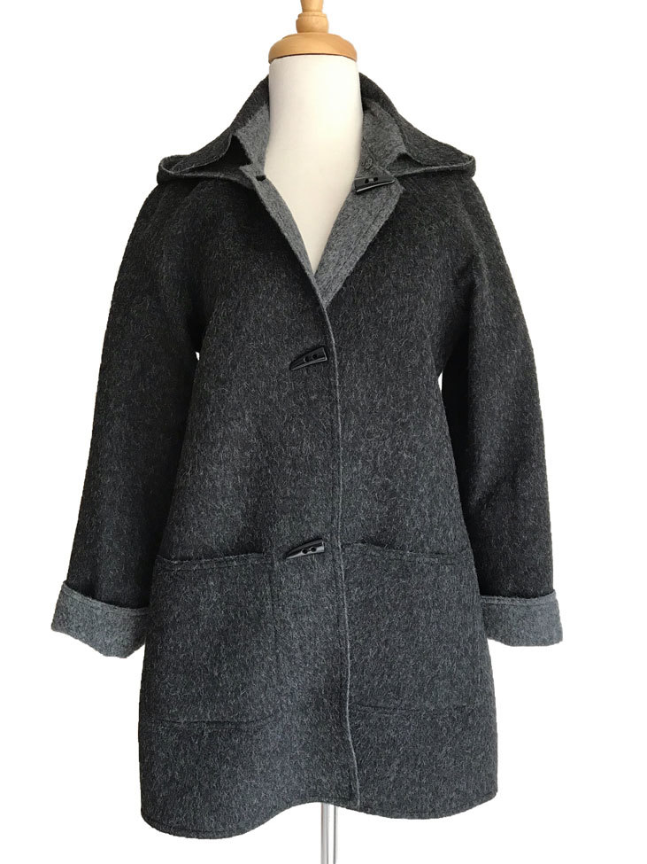Charcoal & Mid Grey Reversible Duffle Coat with Detachable Hood - 1