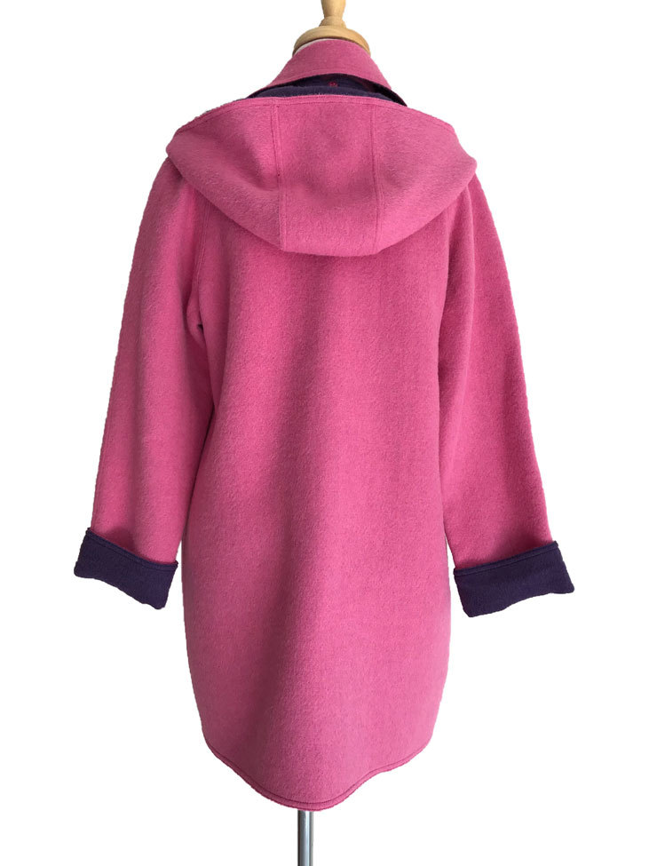 Purple & Pink Reversible Duffle Coat with Detachable Hood - 3