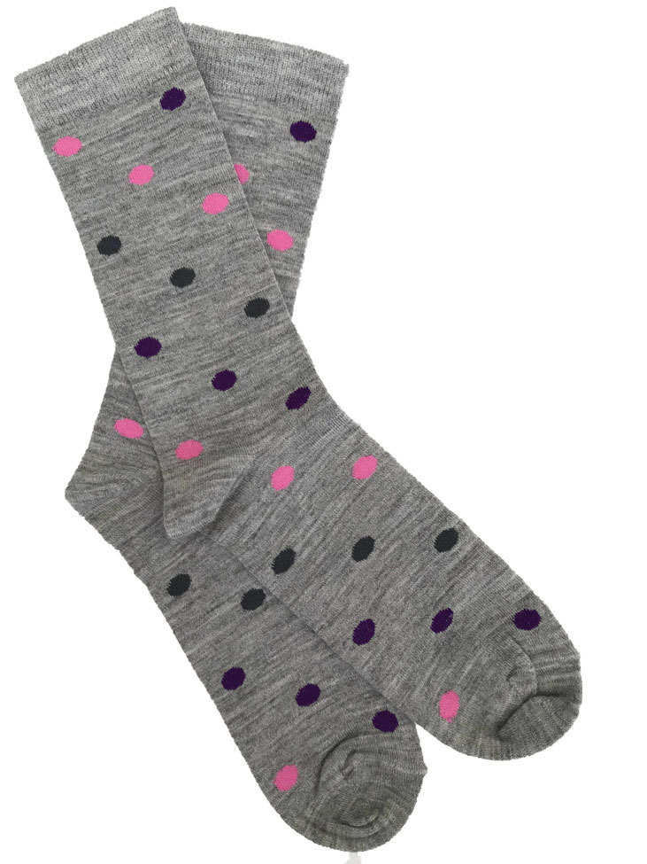 Alpaca & Silk Dress Sock - Dots - 1