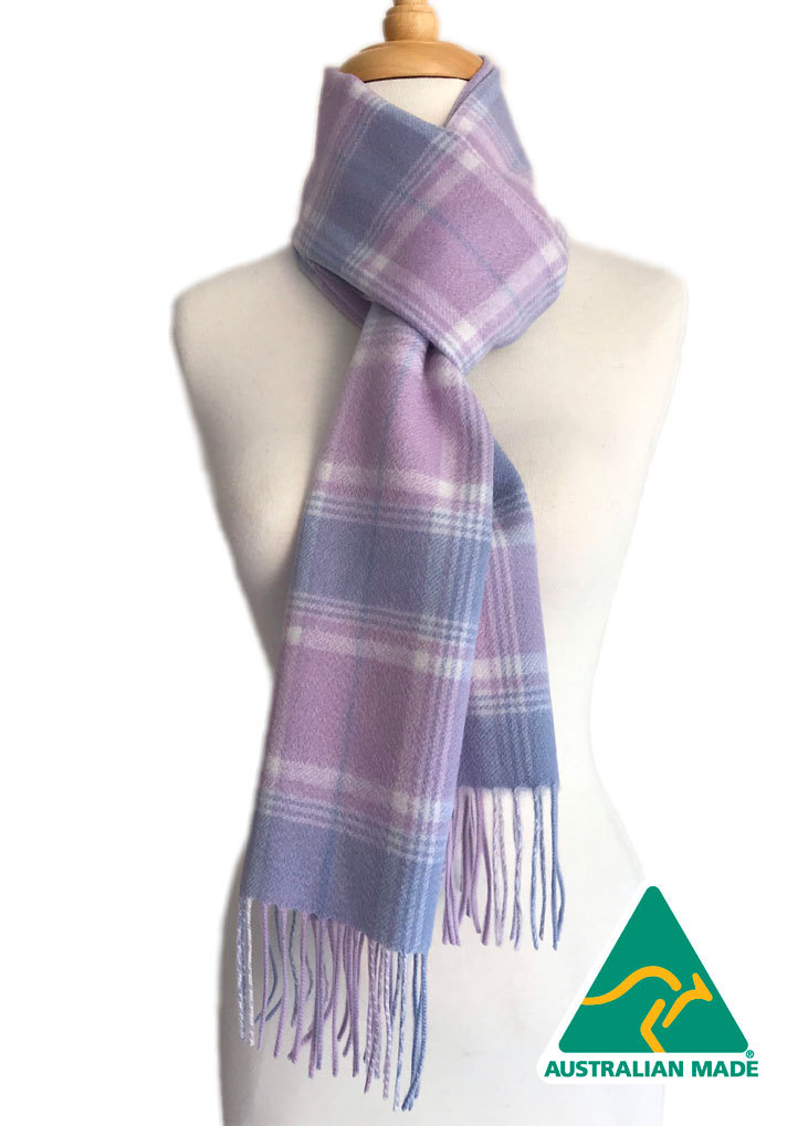 Australian Alpaca Scarf Lilac Check - 1