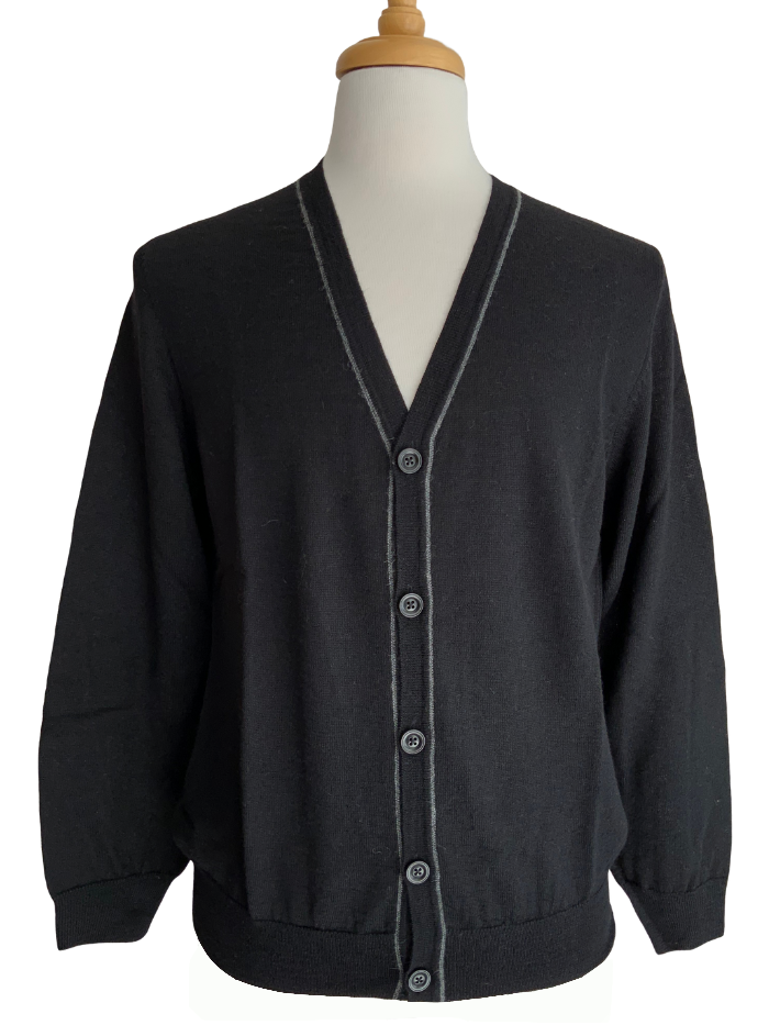 Jersey Contrast Cardigan - Black - 1