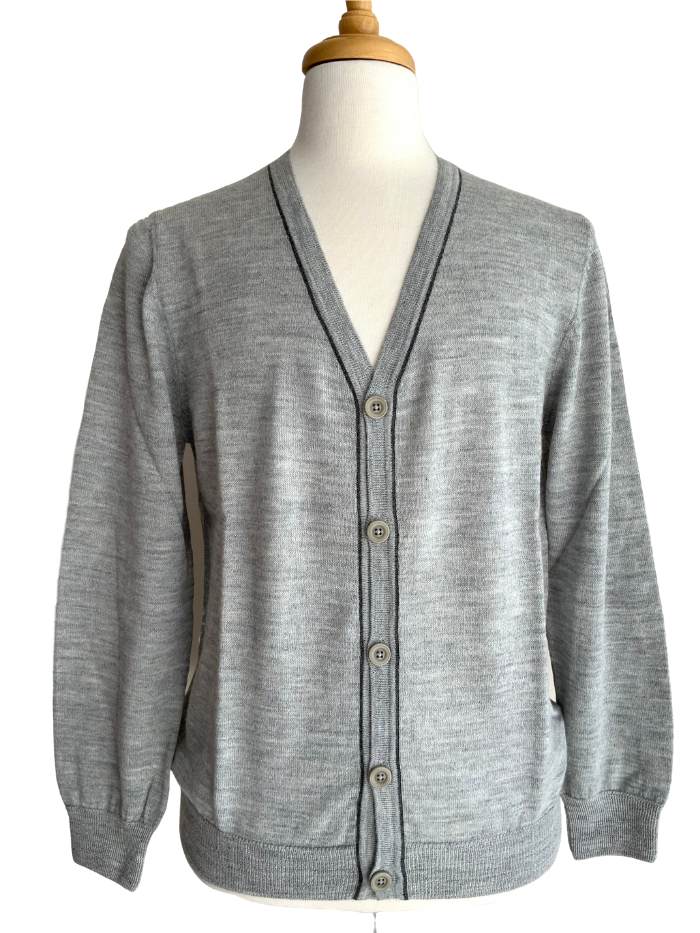 Jersey Contrast Cardigan - Silver - 1