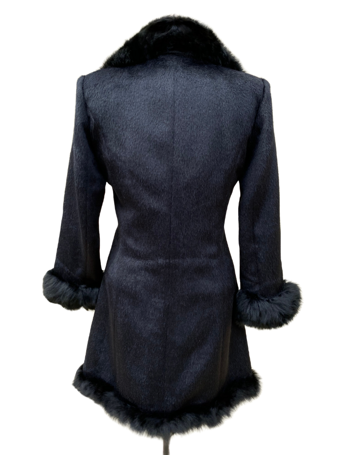 Suri Alpaca Long Coat with Fur Trim - 2