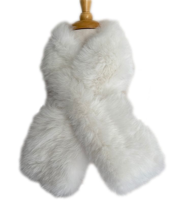 Alpaca Fur Pull-Through Scarf Natural White - 1