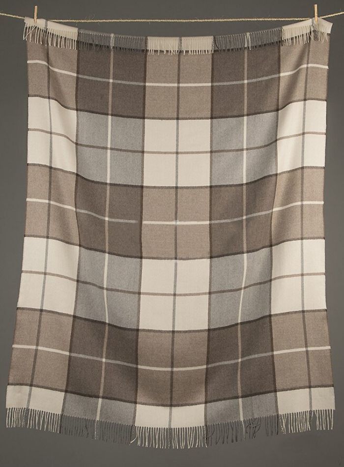 Classic Baby Alpaca Throw - Brown Check - 1