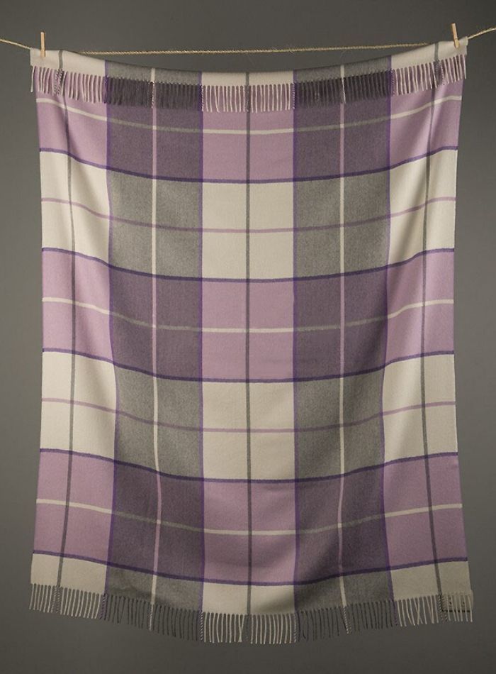 Classic Baby Alpaca Throw - Purple Check - 1