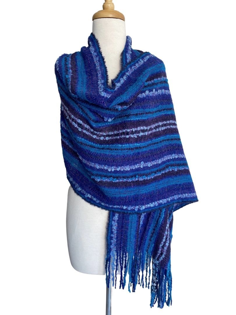 Textured Felicia Shawl - Ocean - 1