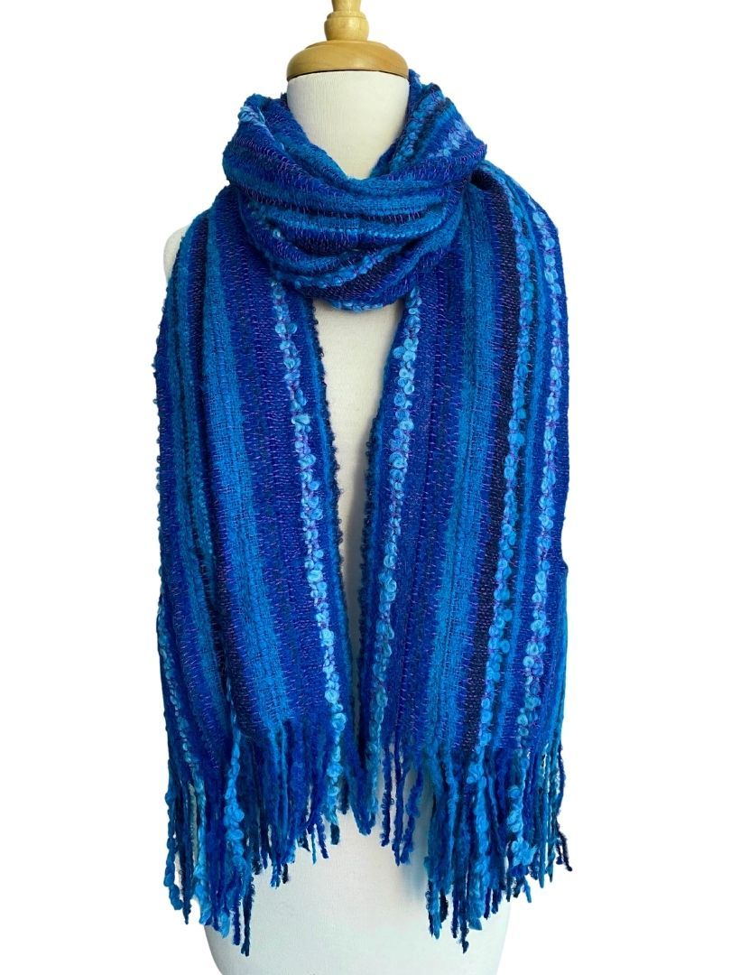 Textured Felicia Shawl - Ocean - 2