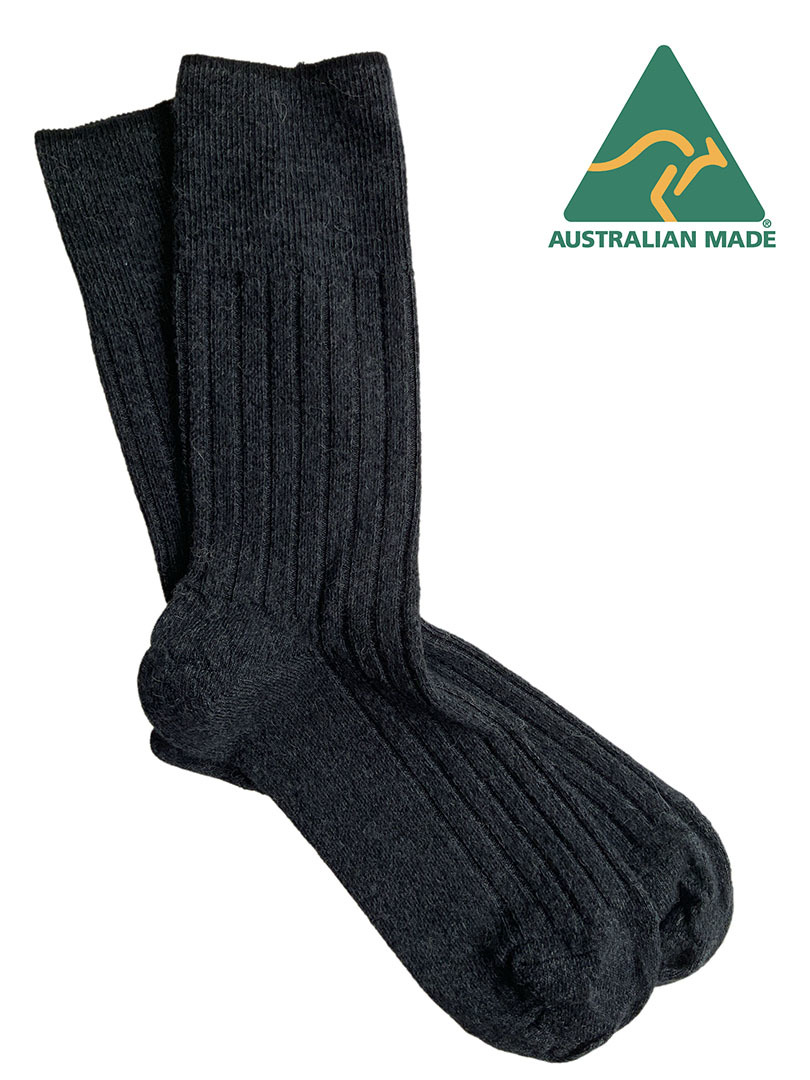 Alpaca Ribbed Comfort Sock - Charcoal - 2