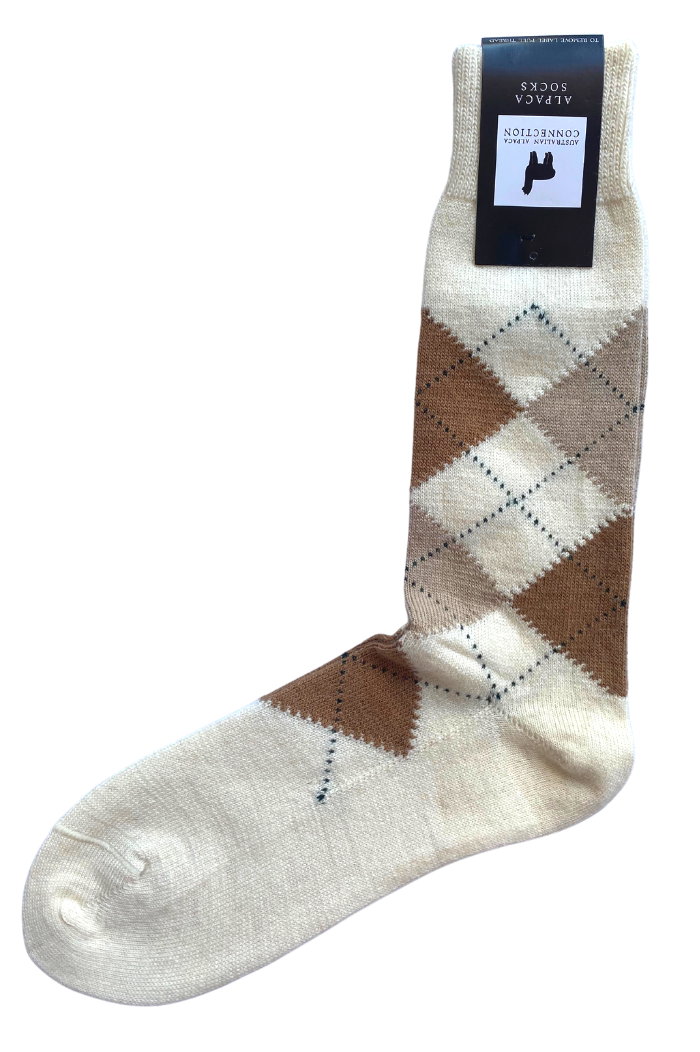 Argyle Sock - Cream - 1