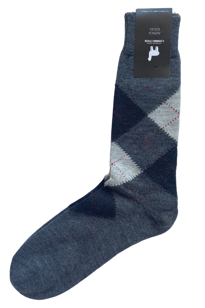 Argyle Sock - Mid Grey - 1