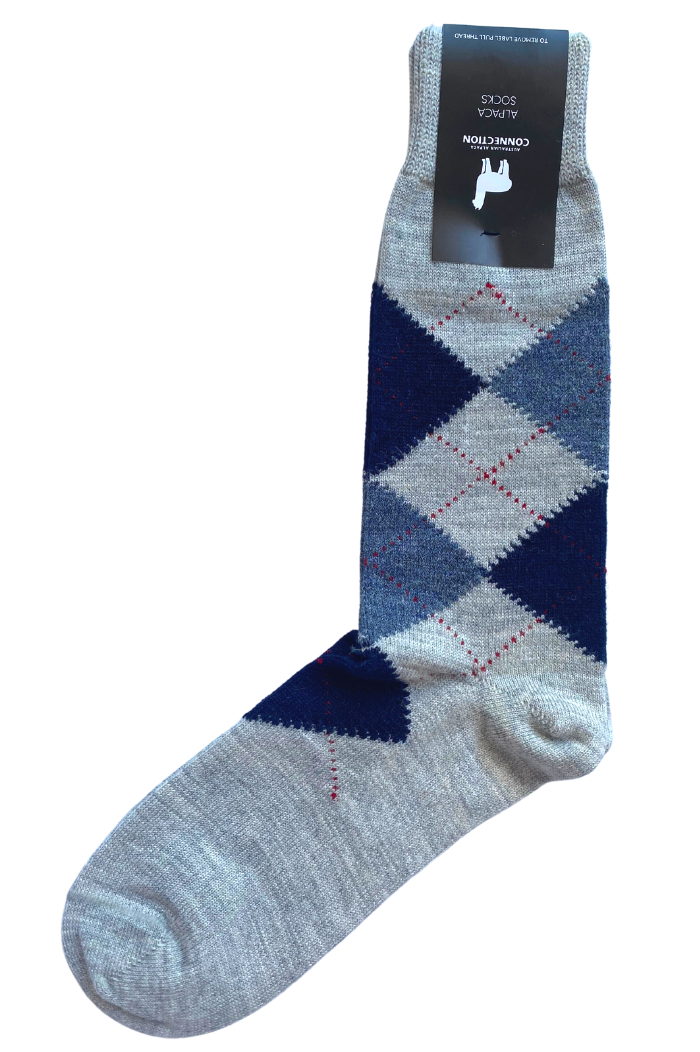 Argyle Sock - Silver Grey - 1