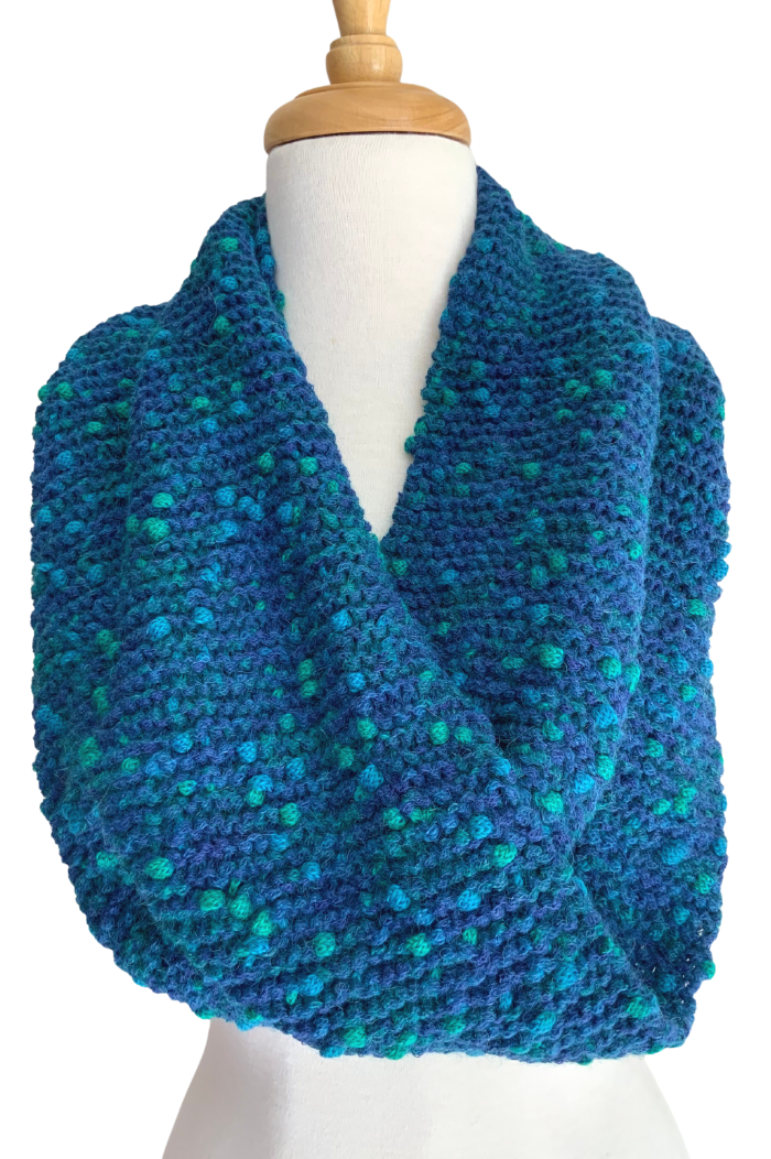 Hand Knitted PomPom Scarf/Cowl/Snood - Ocean - 2